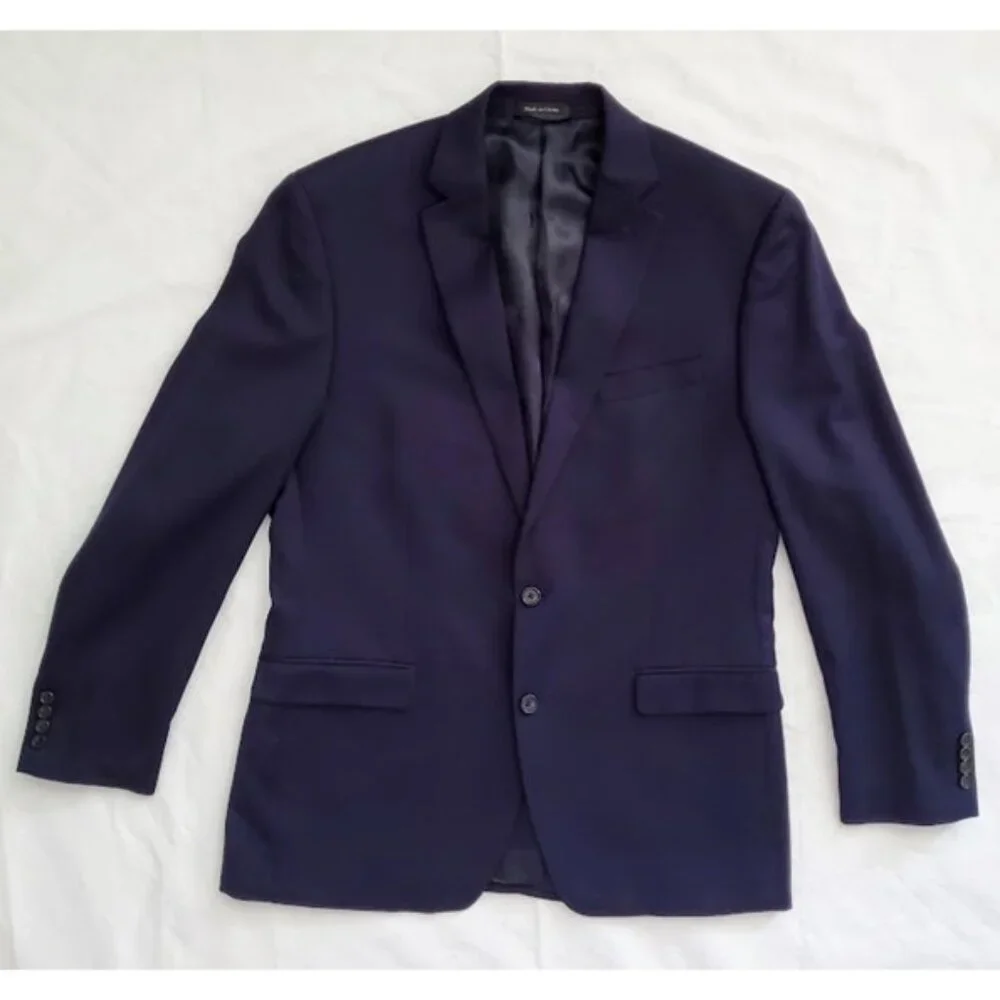 Ralph Lauren Wool Navy Two-Button Blazer Sport Coat Jacket Size 43L Old Money